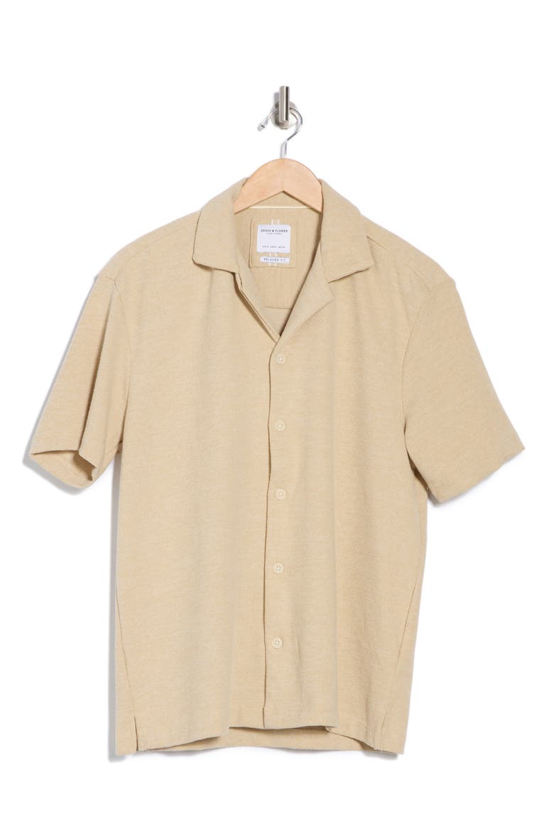 Textured Camp Shirt, Alternate, color, SAND