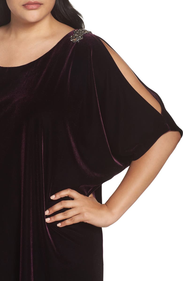 Alex Evenings Embellished Velvet Shift Dress, Alternate, color, 