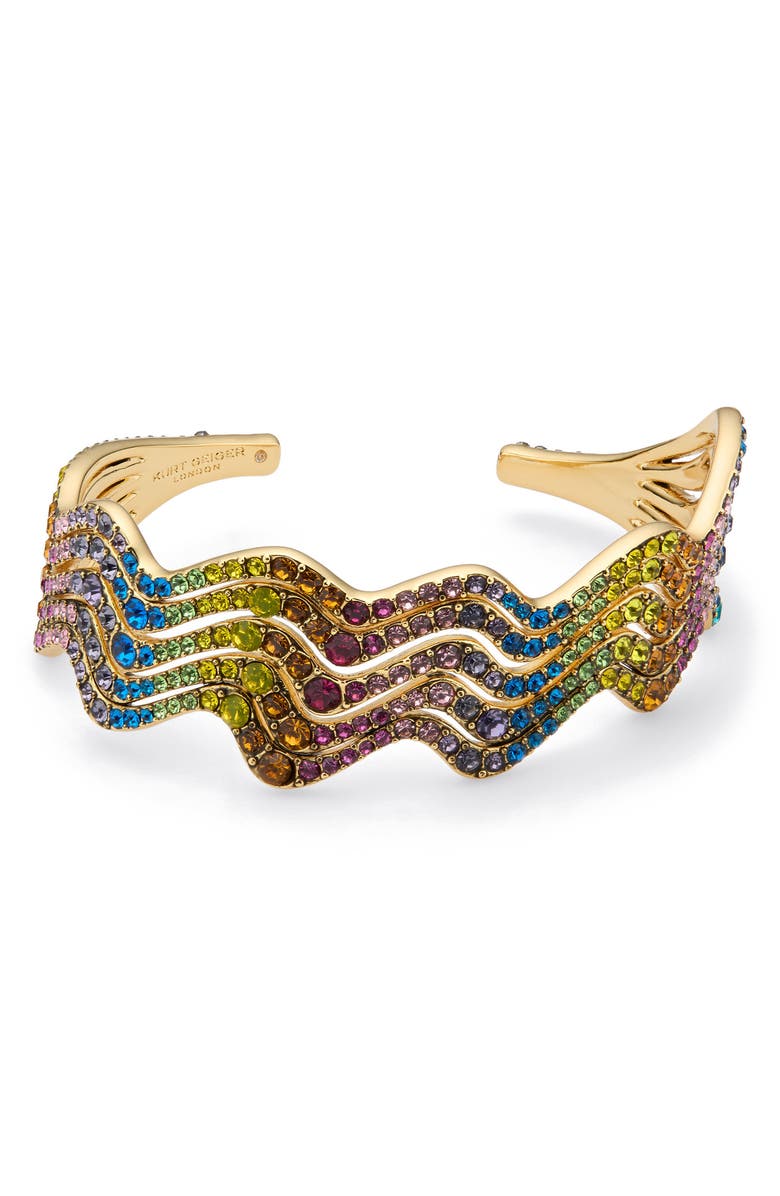 Kurt Geiger London Rainbow Crystal Wave Cuff, Main, color, Multi