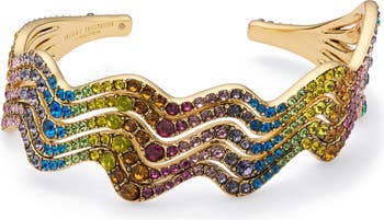 Kurt Geiger Gold-Tone Multicolor Crystal Wave Cuff Bracelet Kurt Geiger London Rainbow Crystal Wave Cuff | Nordstrom main image 3