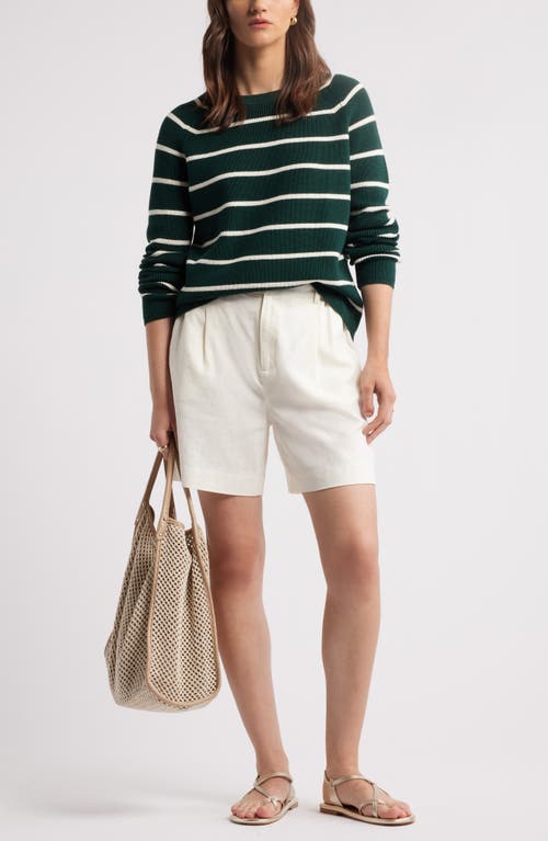 Nordstrom Rib Organic Cotton & Merino Wool Sweater In Green Park- Ivory Pristine Stp