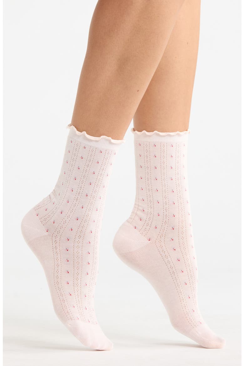 Margot Pointelle Crew Socks, Main, color, PINK