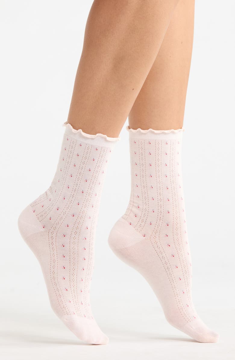 Casa Clara Margot Pointelle Crew Socks, Main, color, Pink