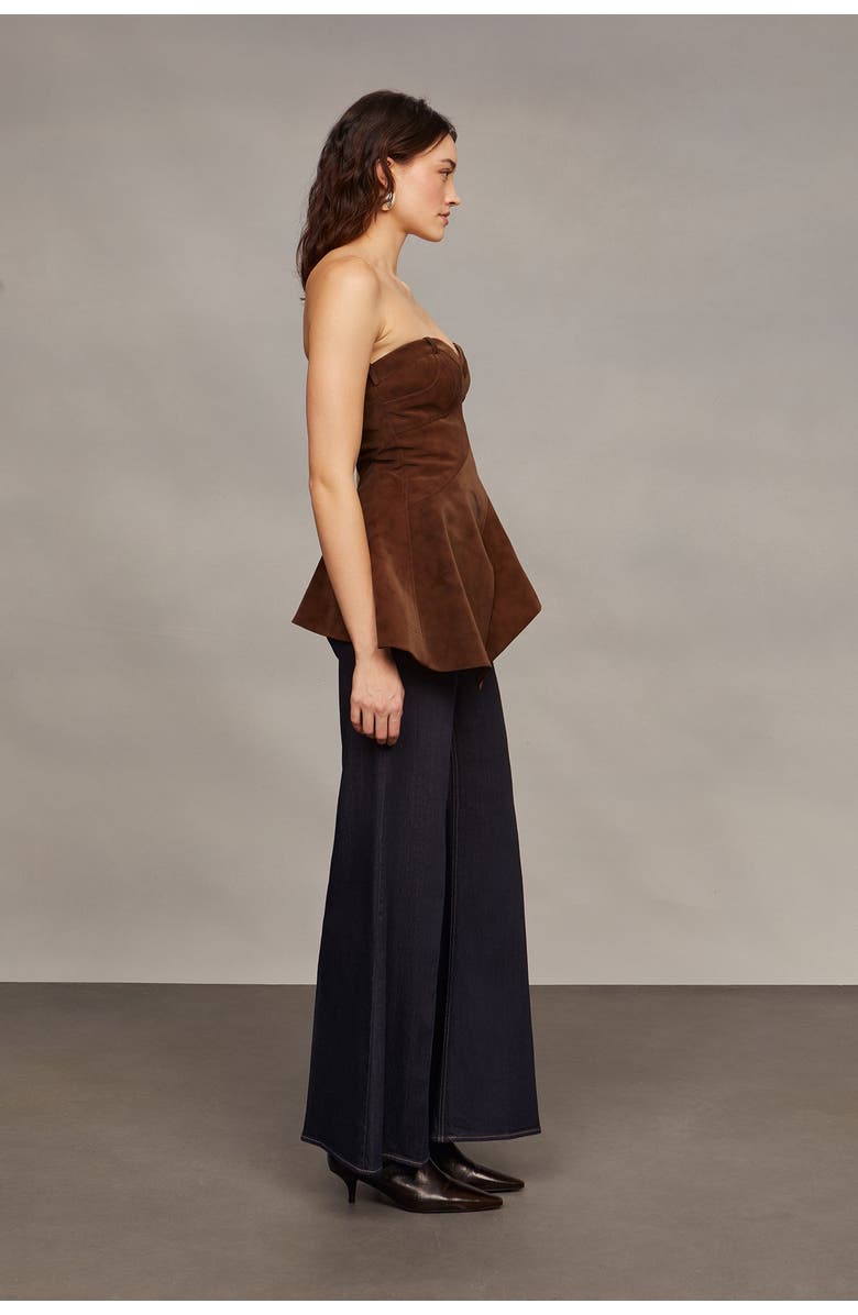 AMUR Augusta Bustier Peplum Top, Alternate, color, Toffee Swirl