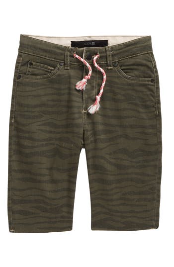 Joe's Kids' Print Raw Hem Shorts In Olive