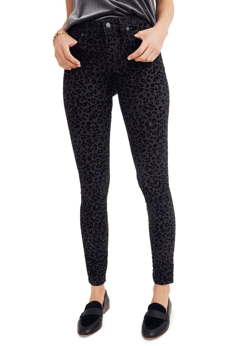 Mid-Rise Flocked Leopard Skinny Jeans, Main, color, FLOCKED LEOPARD