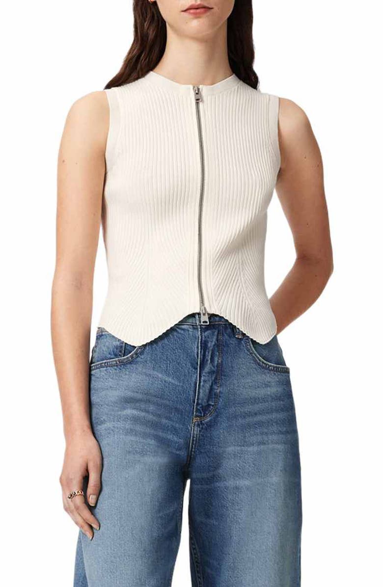 AllSaints Cruz Rib Knit Sweater Vest, Main, color, Chalk White