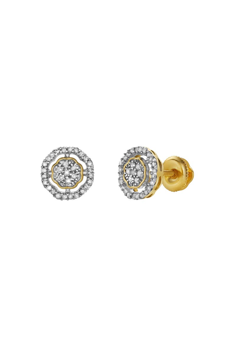 Starlens 10K Yellow Gold Cluster Diamond Unisex Earrings - 0.14 Cts, Alternate, color, 10K Yellow Gold