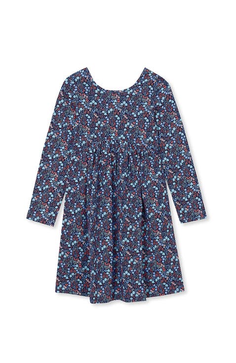 Girls Long Sleeve Gathered Waist Jersey Dress