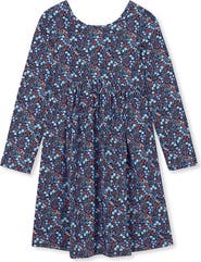 Lands' End Girls Long Sleeve Gathered Waist Jersey Dress
