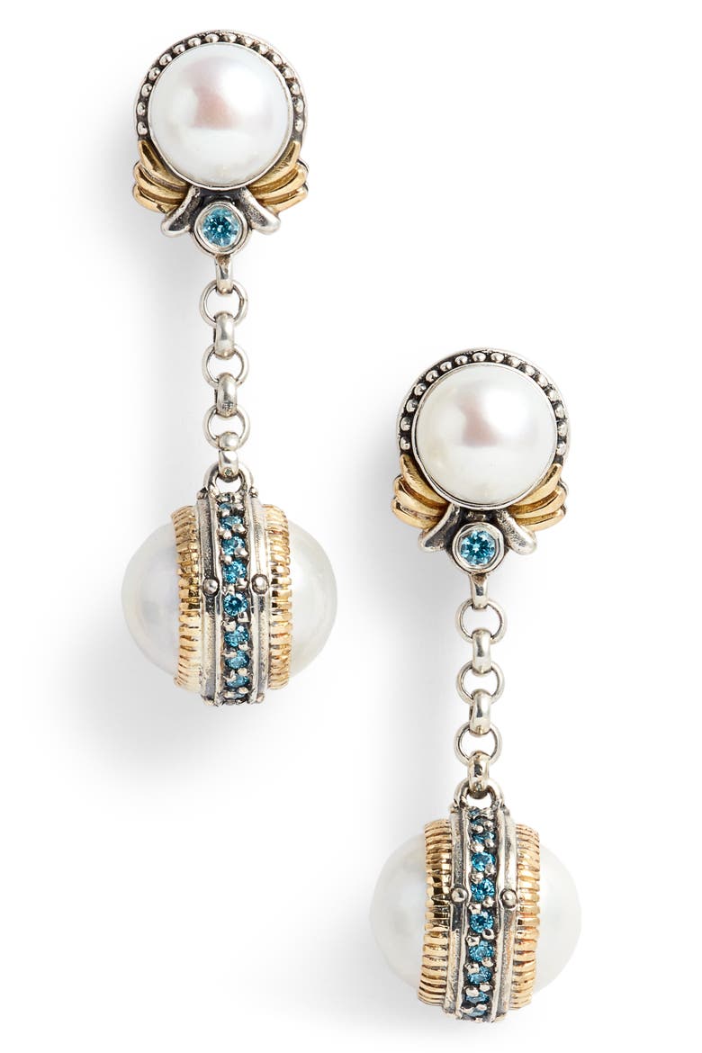 Thalia Double Pearl Chain Earrings, Main, color, SILVER/ PEARL