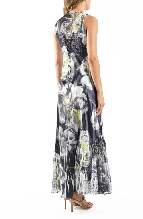 Shop Komarov Lace-up Back Maxi Cocktail Dress In Midnight Poppy