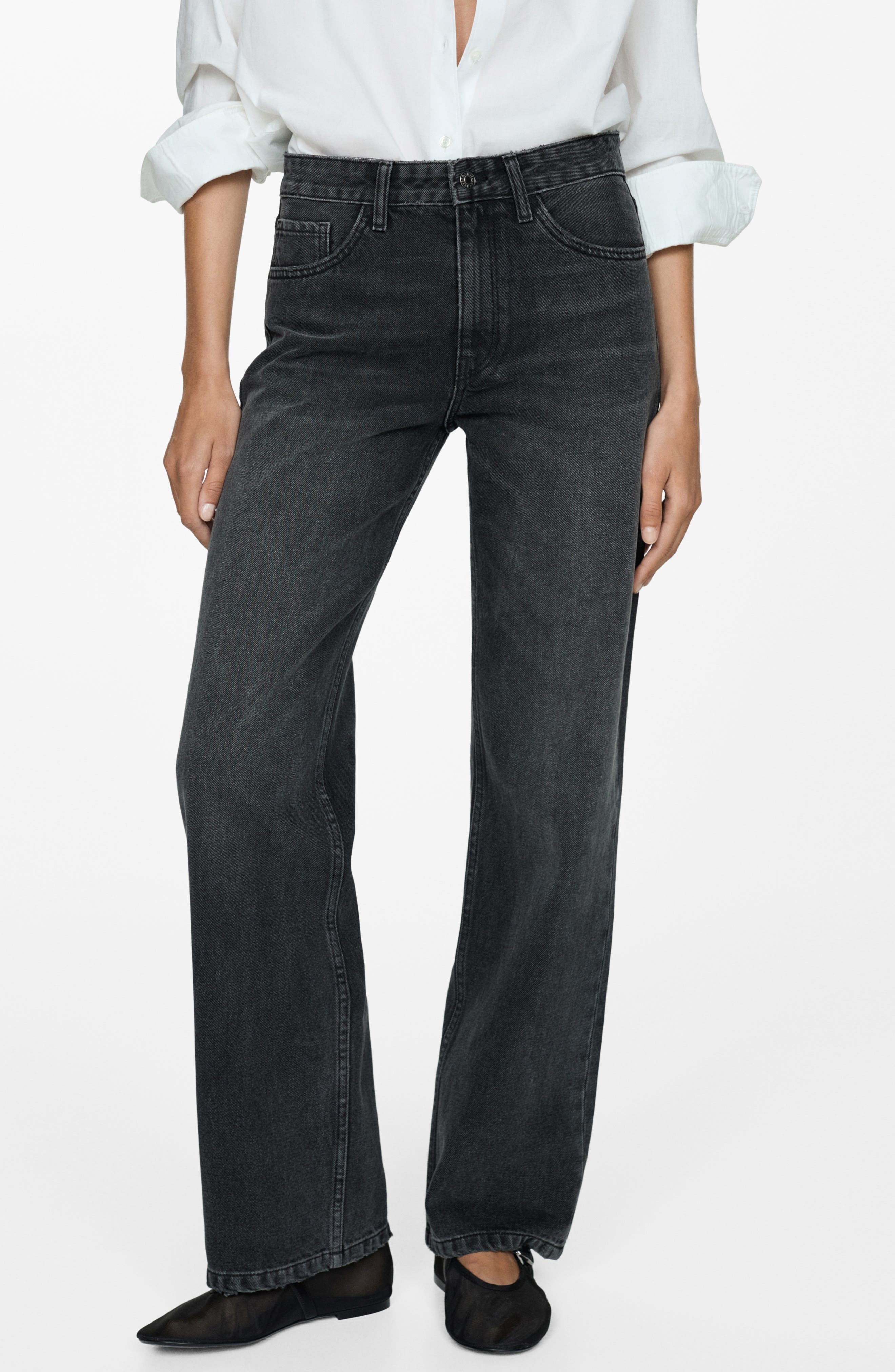 MANGO Mid Rise Relaxed Straight Leg Jeans