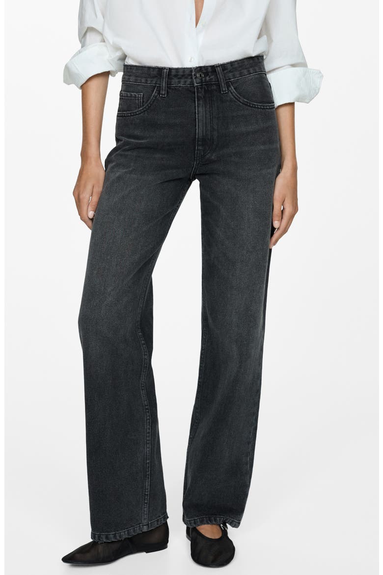Mid Rise Relaxed Straight Leg Jeans, Main, color, BLACK DENIM