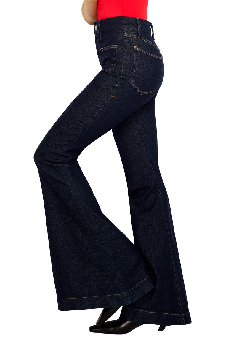 Good American Good Waist Super High Waist Super Flare Jeans, Alternate, color, Indigo716