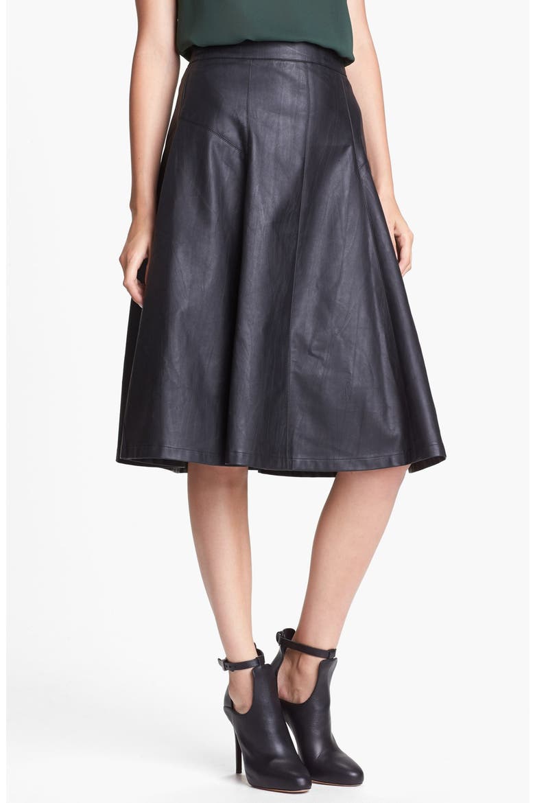 ASTR Faux Leather Midi Skirt, Main, color, BLACK