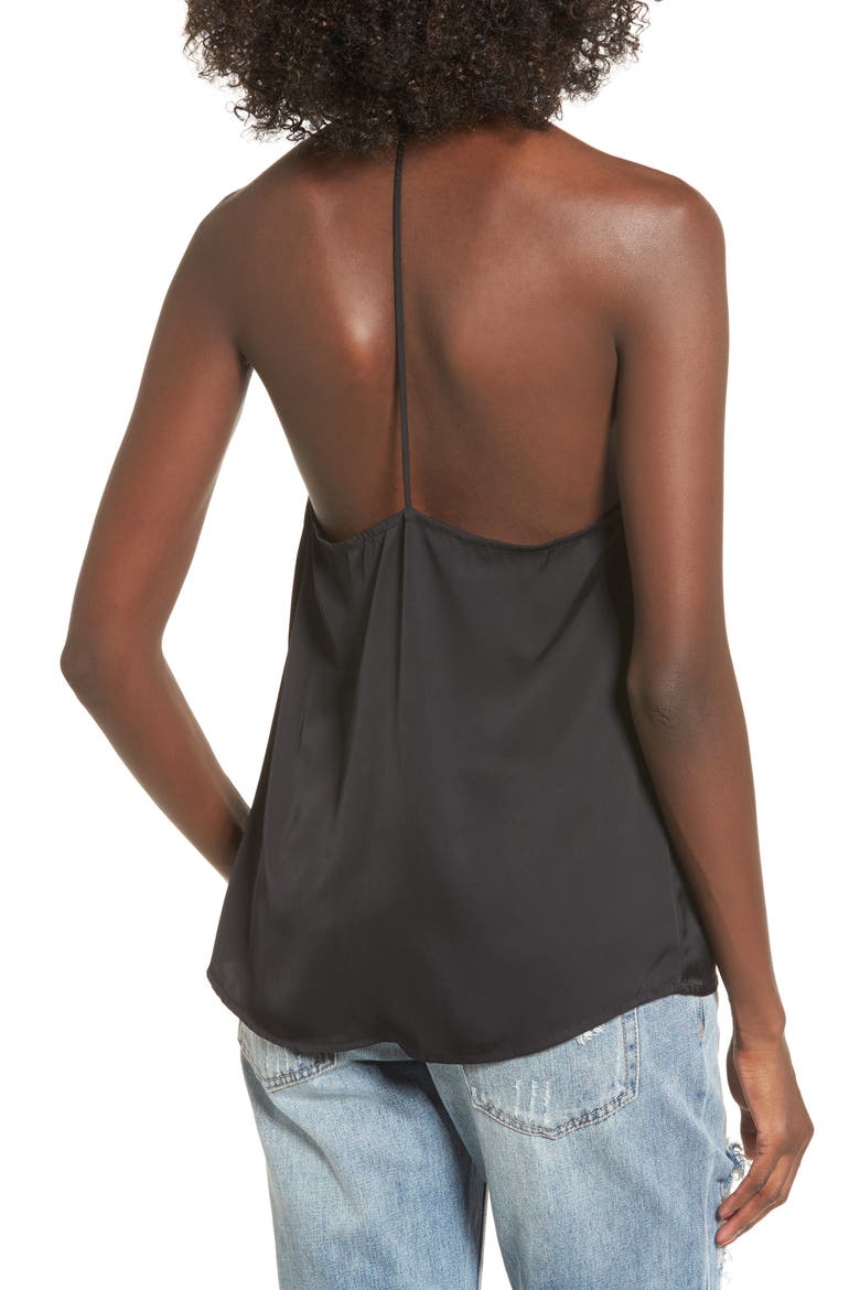 L'Academie The T-Back Velvet Camisole, Alternate, color, BLACK