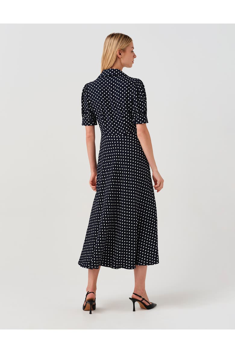 Wilma Spot Midi Tea Dress, Alternate, color, Navy Spot