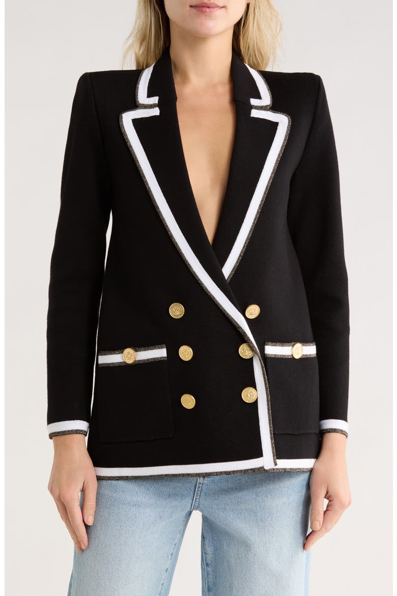 Kenji Oversize Knit Blazer, Main, color, BLACK/ WHITE/ GOLD LUREX