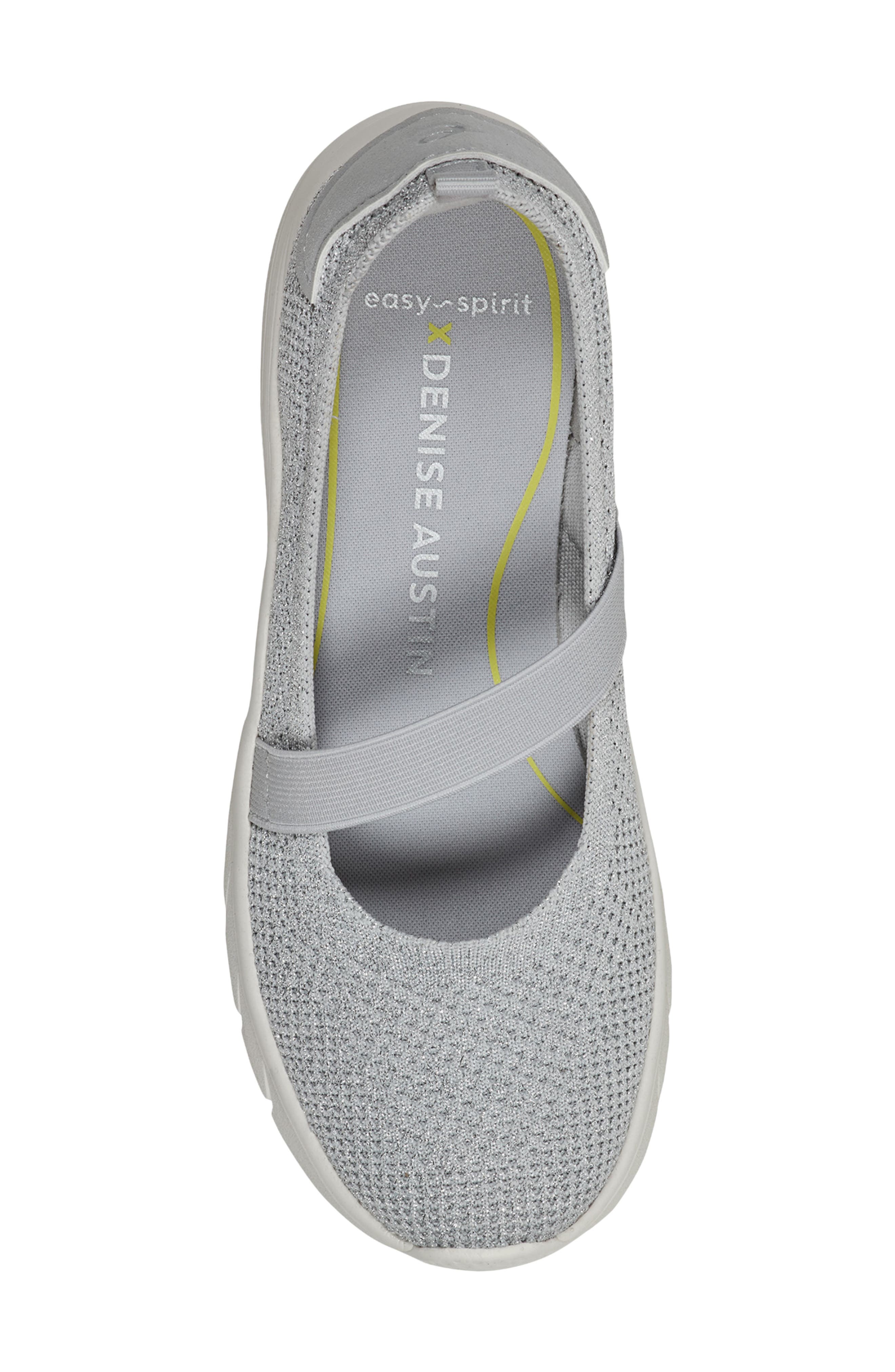 Easy Spirit x Denise Austin Varun Knit Mary Jane Sneaker, Alternate, color, Silver