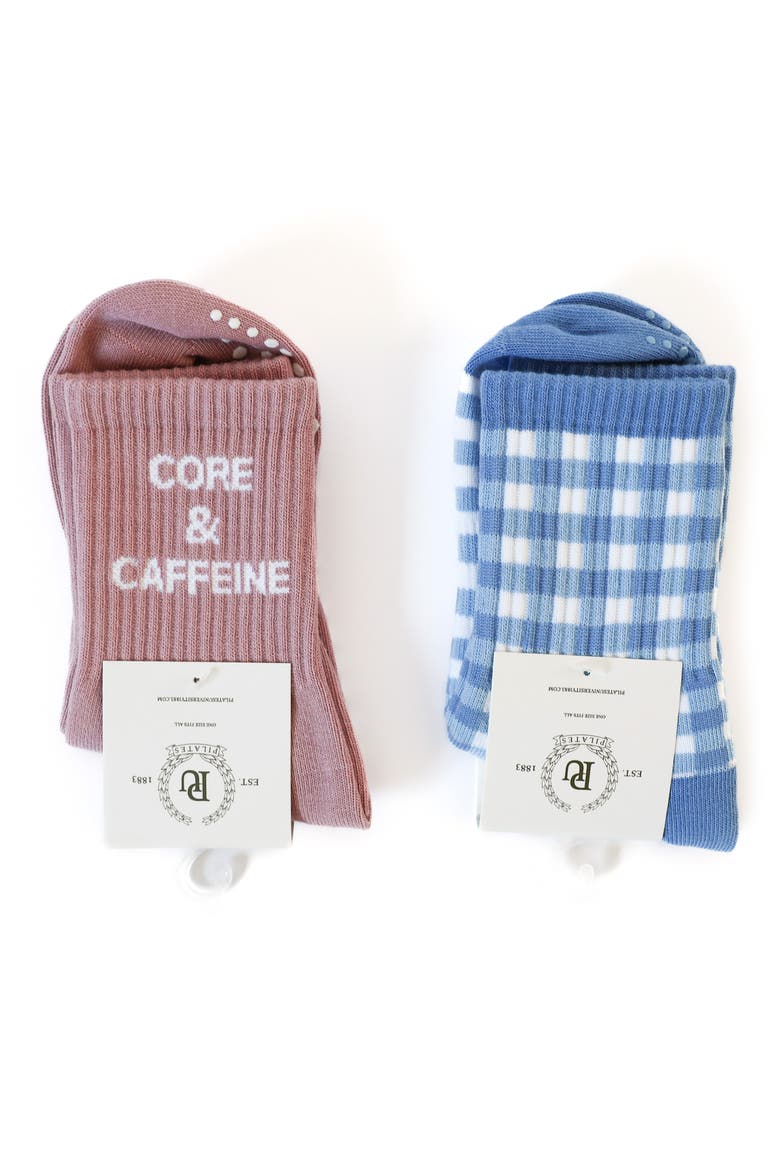 Martha's Vineyard Nonslip Grip Crew Socks, Alternate, color, HYDRANGEA BLUE/ WHITE/ BLUSH
