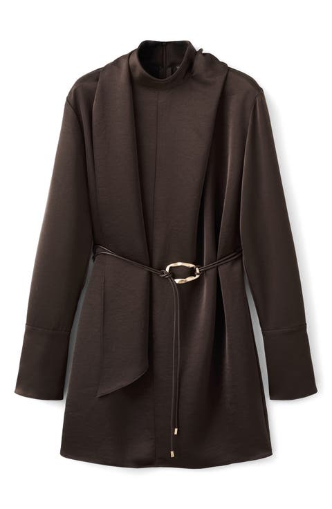 Foulard Long Sleeve Satin Dress