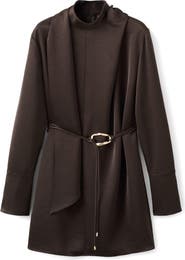 MANGO Foulard Long Sleeve Satin Dress