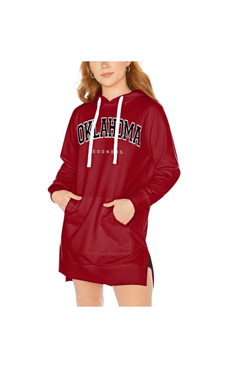 Women's Gameday Couture Crimson Oklahoma Sooners Take a Knee Raglan Hooded Sweatshirt Dress, Main, color, Crimson