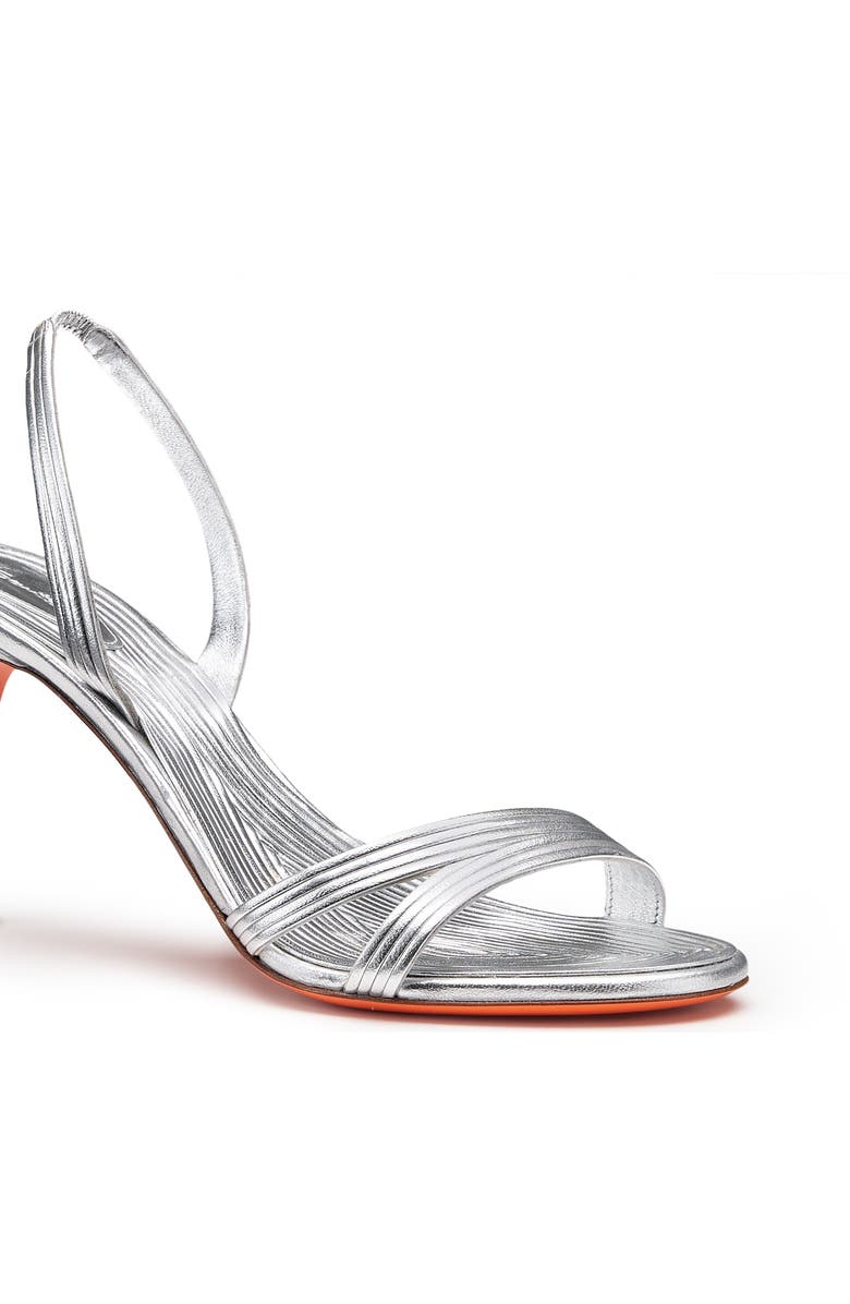 Santoni Women's mid-heel sandal, Alternate, color, Silver