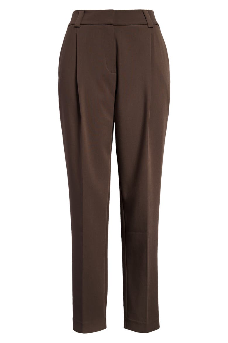 Pleated Straight Leg Trousers, Alternate, color, FRENCH ROAST