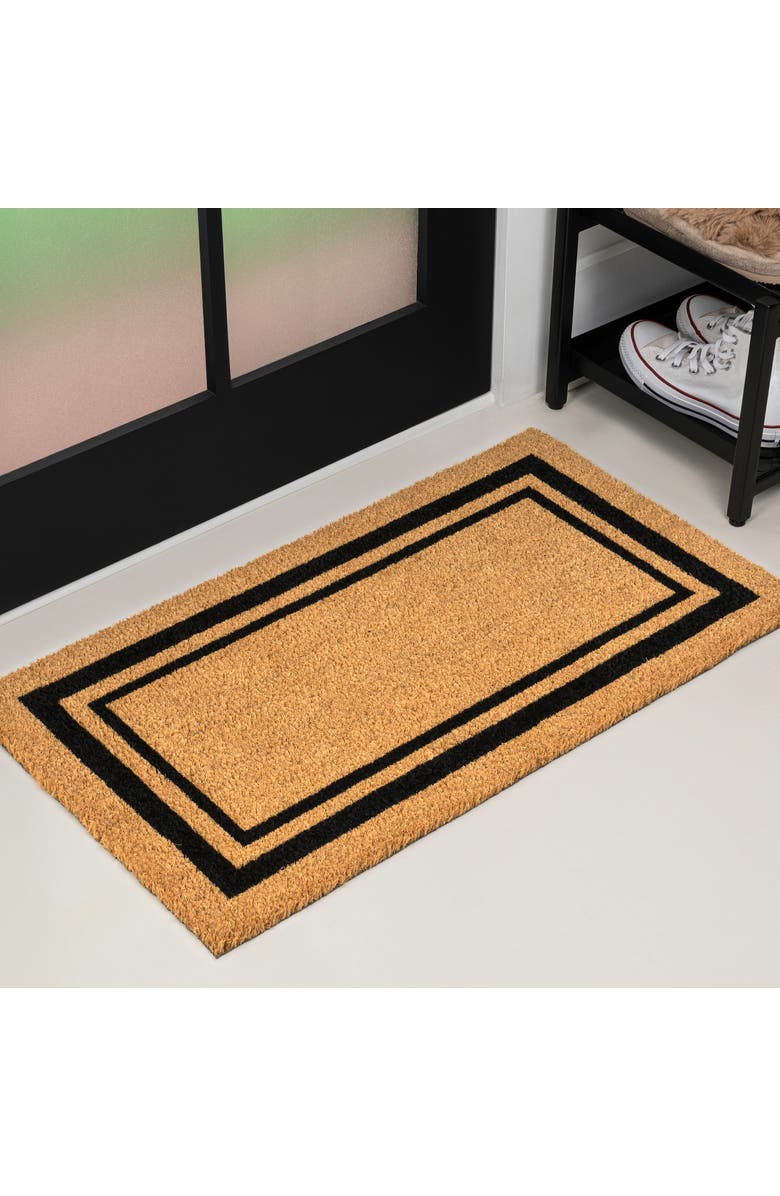 JONATHAN Y Peater Classic Casual Commerical Natural Coir Indoor/Outdoor Mat, Main, color, Natural Black Border