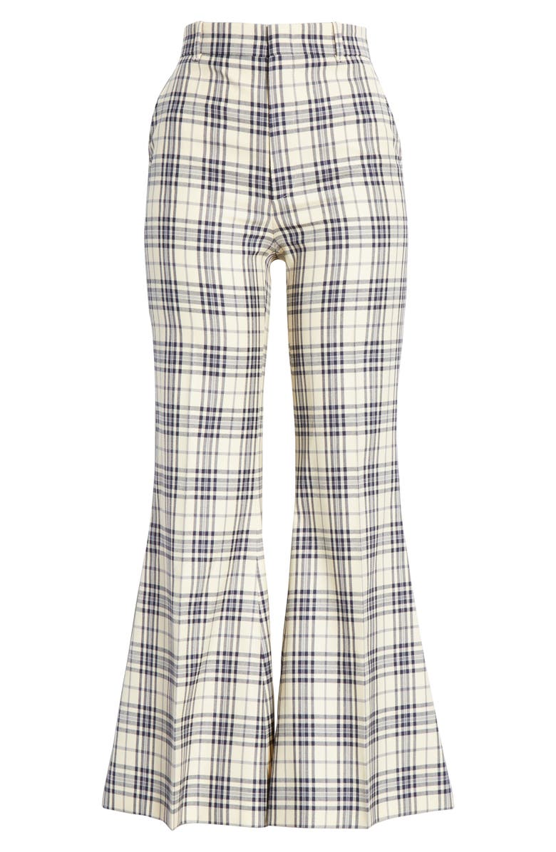 Gucci Plaid Wool Flare Trousers, Alternate, color,