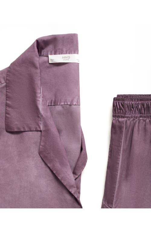 Mango Garment Dyed Button-up Shirt In Purple