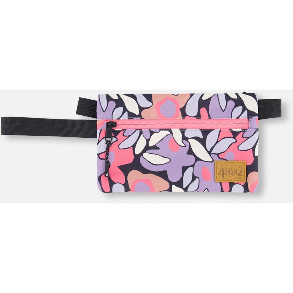 Deux Par Deux Double Pencil Case Retro Flower In Black