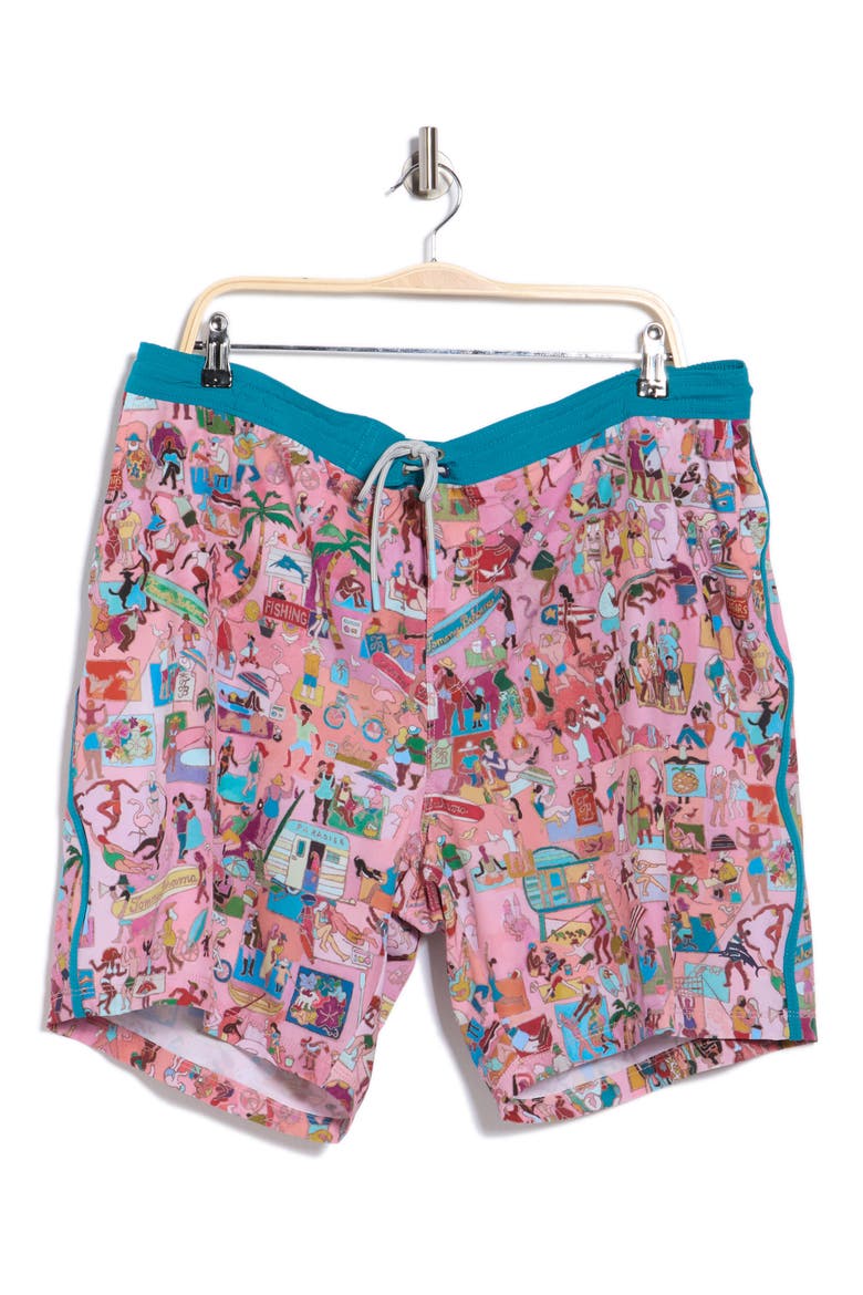 Baja Scenic To Believe It 8-Inch Swim Trunks, Main, color, BEACH BLOSSOM