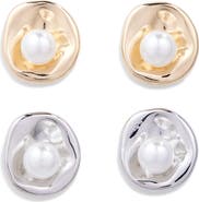 Tasha Set of 2 Faux Pearl Circle Stud Earrings