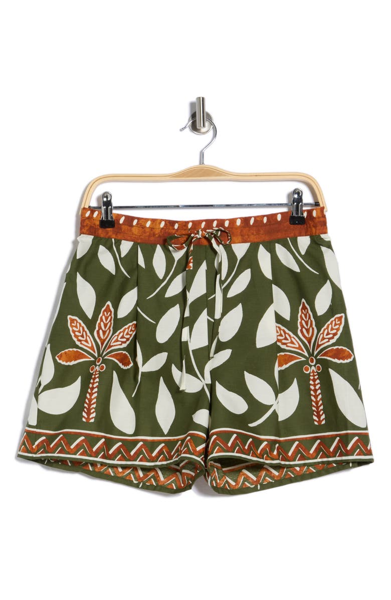 Halogen<sup>®</sup> Floral Print Cotton Drawstring Shorts, Main, color, Chive