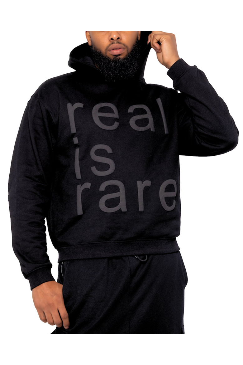 Men's Real Is Rare Hoodie, Main, color, Black