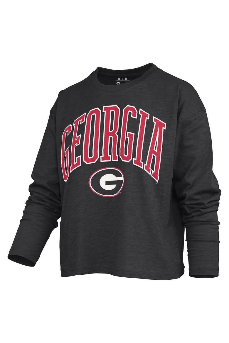 Women's Pressbox Black Georgia Bulldogs Motley Boxy Waist-Length Long Sleeve T-Shirt, Alternate, color, Black