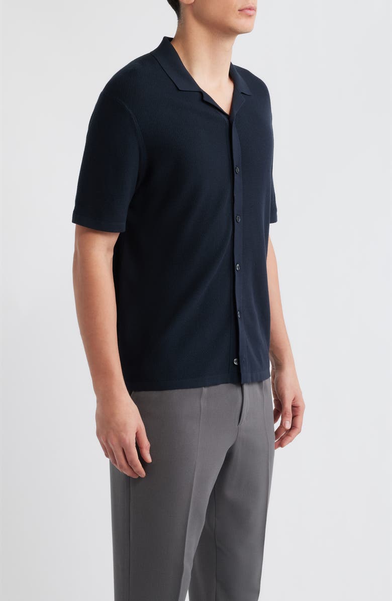 Theory Short Sleeve Knit Button-Up Shirt, Alternate, color, Dark Eclipse - Qxu