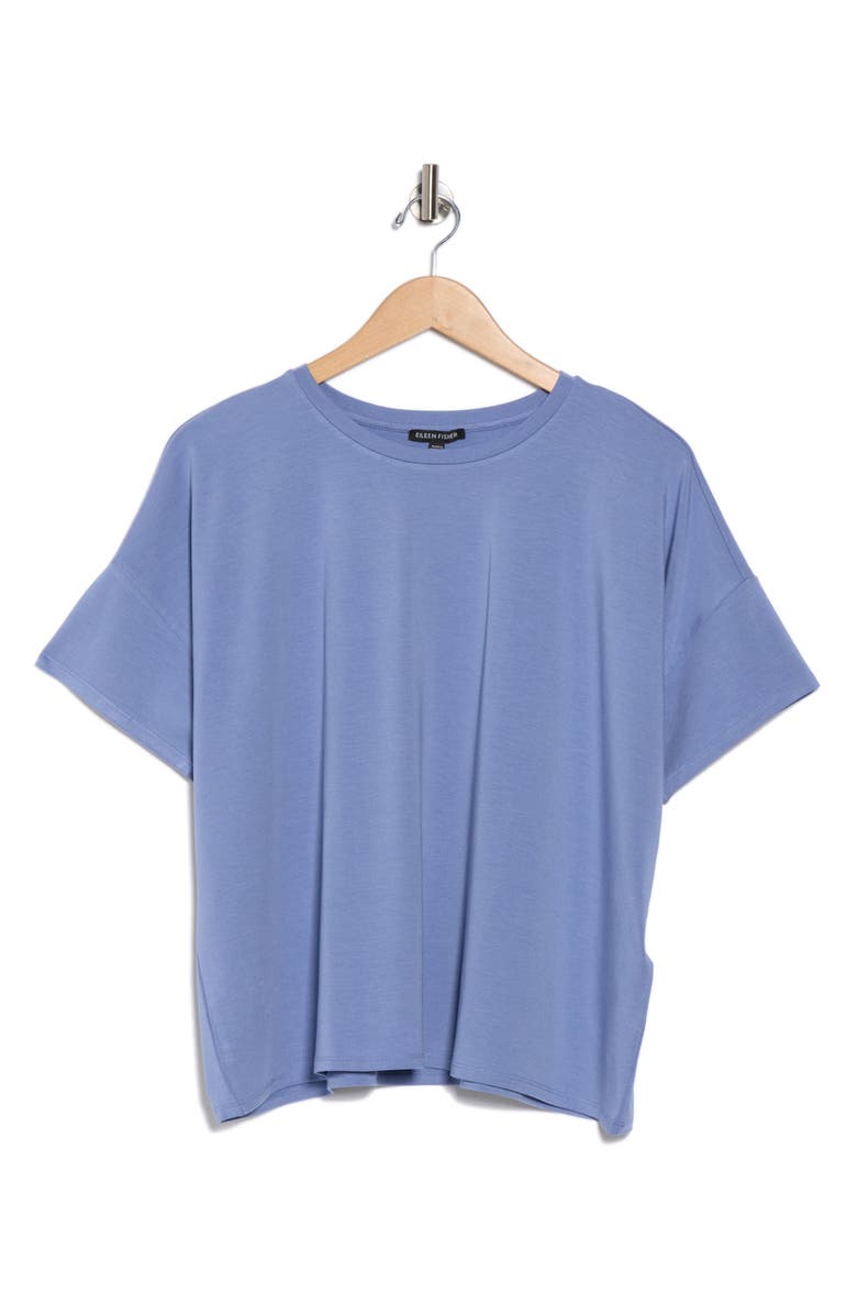 Eileen Fisher Bateau Neck Box Top, Alternate, color, Marina