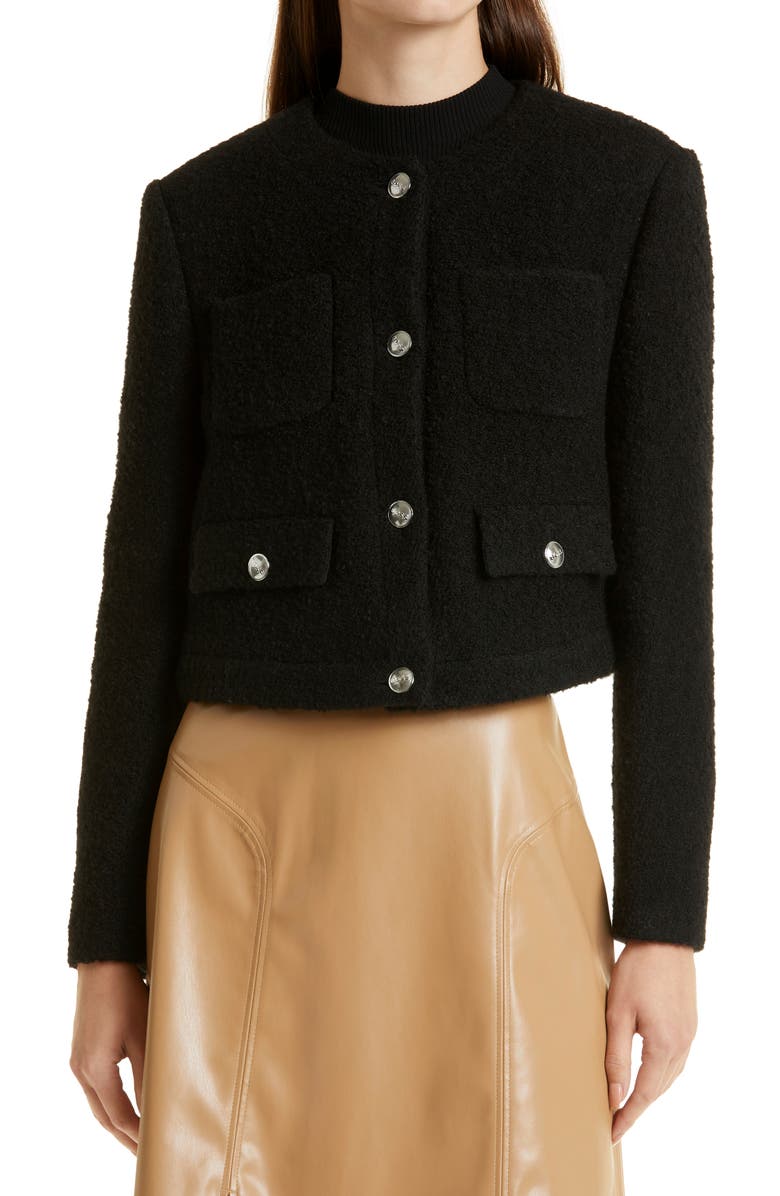 BOSS Janoa Crop Cotton & Wool Blend Jacket, Main, color,