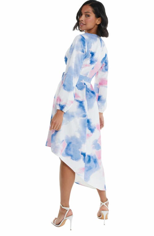 Quiz Satin Asymmetric Wrap Dress In Multi