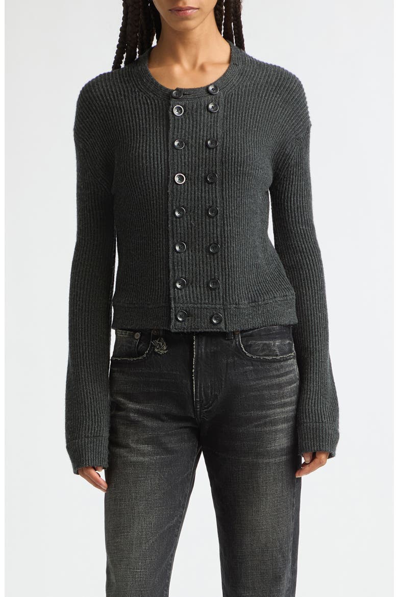Double Breasted Merino Wool Cardigan, Main, color, DARK CHARCOAL GREY