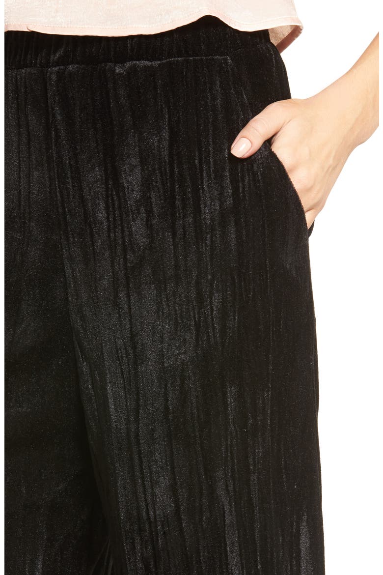 Velvet Culottes, Alternate, color, BLACK