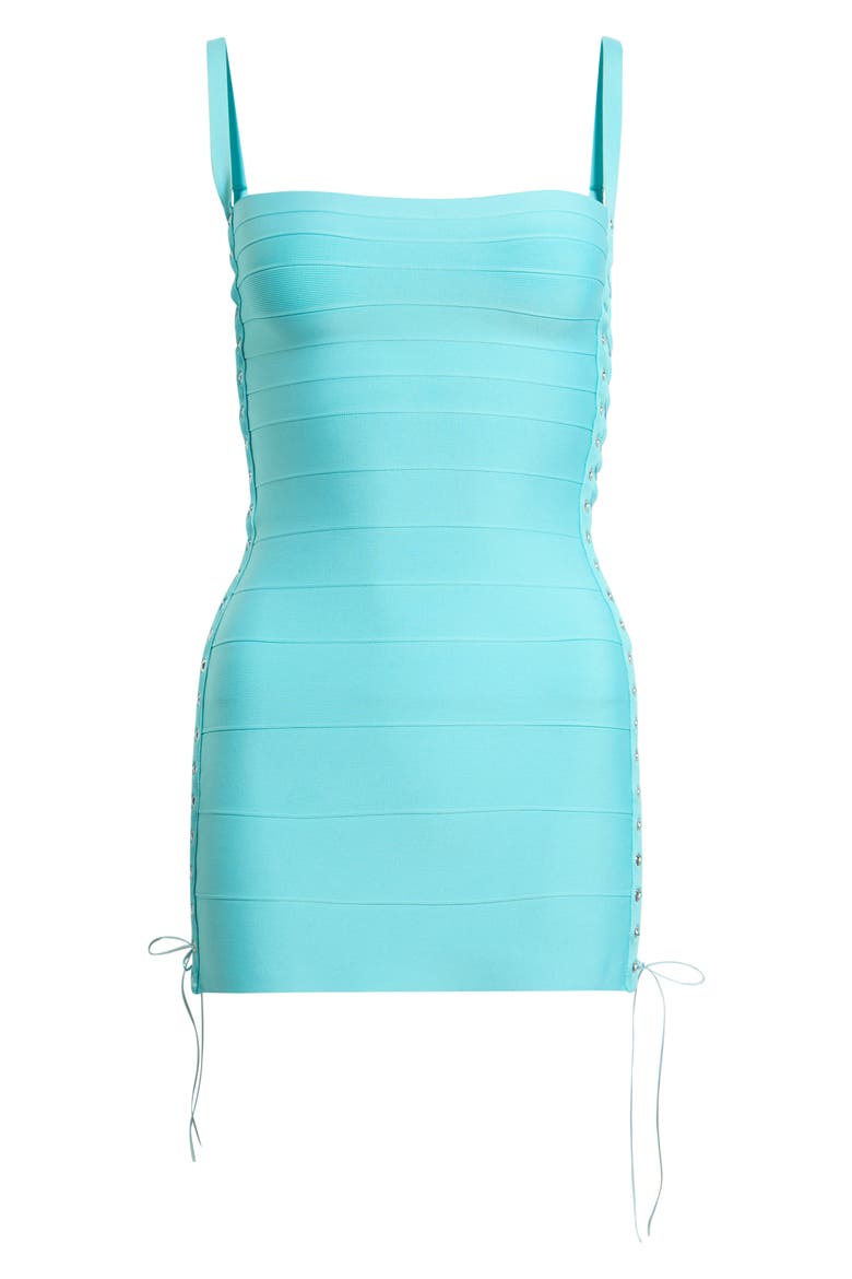 Side Tie Knit Bandage Minidress, Main, color, TURQUOISE