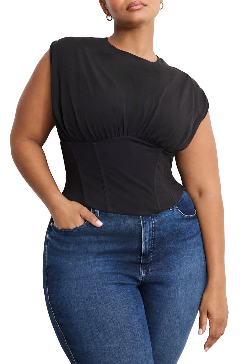 Sleeveless Corset TOP, Alternate, color, BLACK001