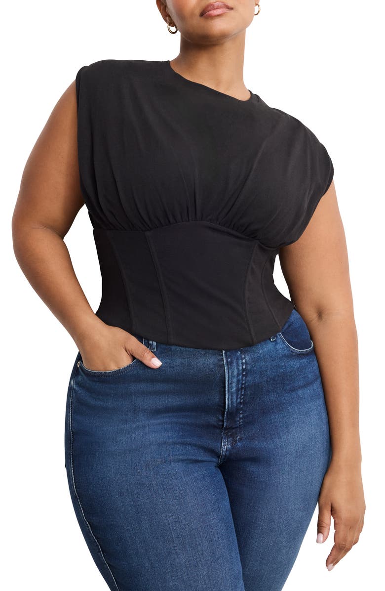 Good American Sleeveless Corset TOP, Alternate, color, Black001