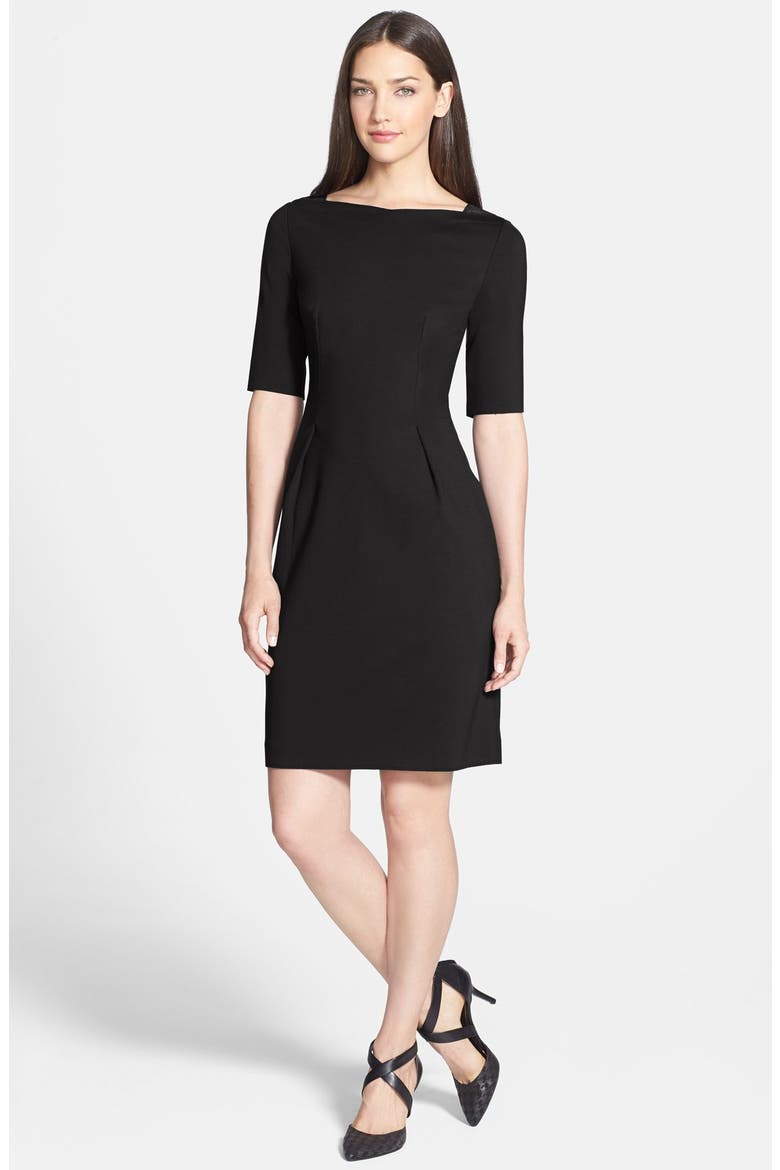 'Hallie' Elbow Sleeve Knit Sheath Dress, Main, color, BLACK