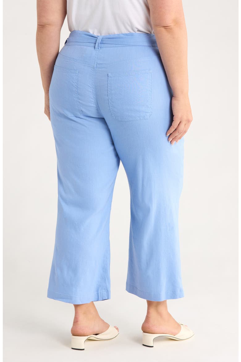 Belted Linen Blend Wide Leg Crop Pants, Alternate, color, CHAMBRAY BLUE